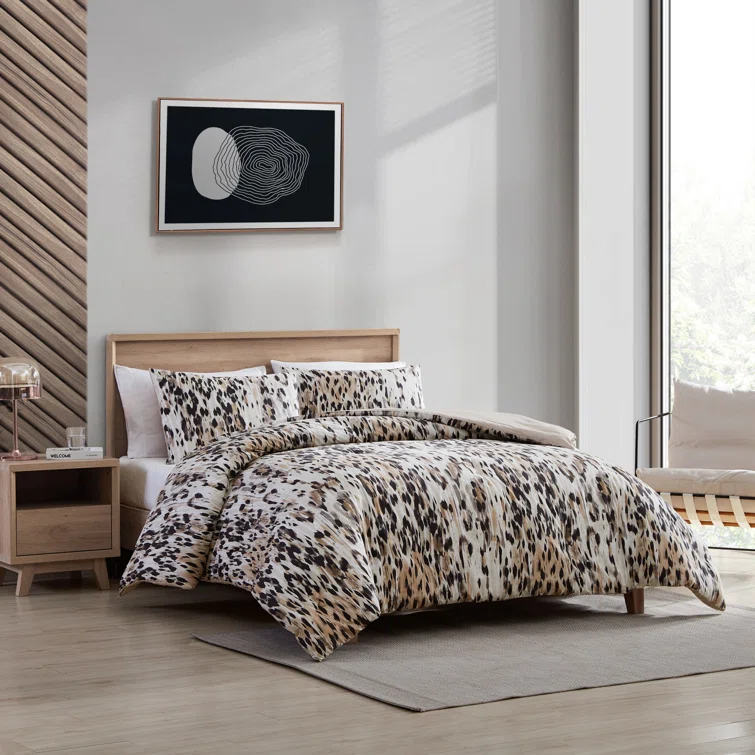 Kenneth Cole Abstract Leopard Cotton Brown Comforter Set