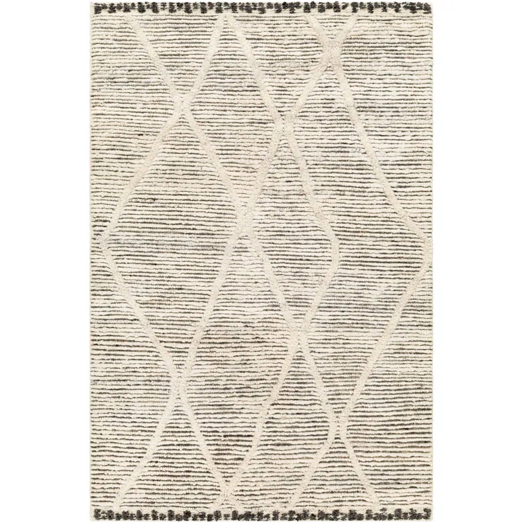Handmade Black and Cream Wool Runner Rug 2'6" x 8'