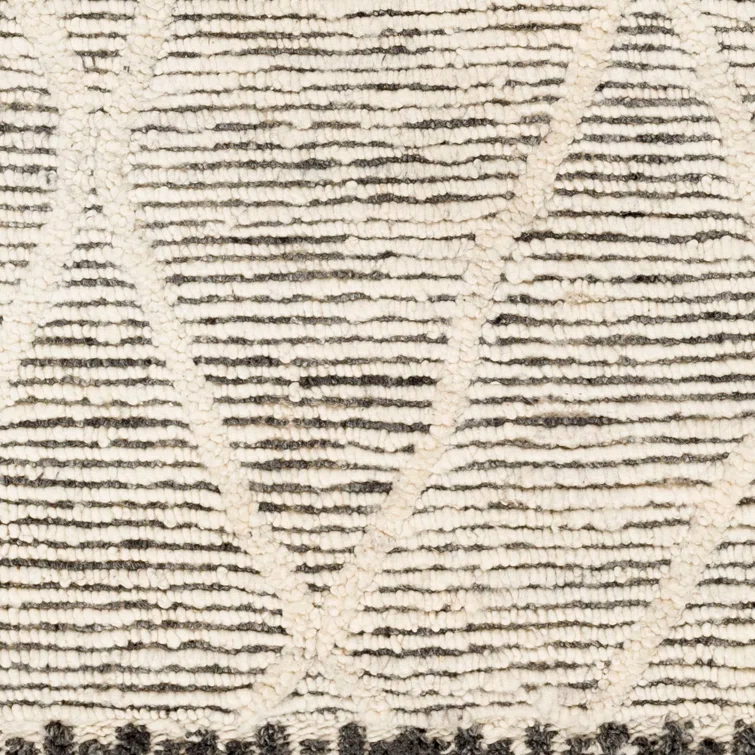 Handmade Black and Cream Wool Runner Rug 2'6" x 8'