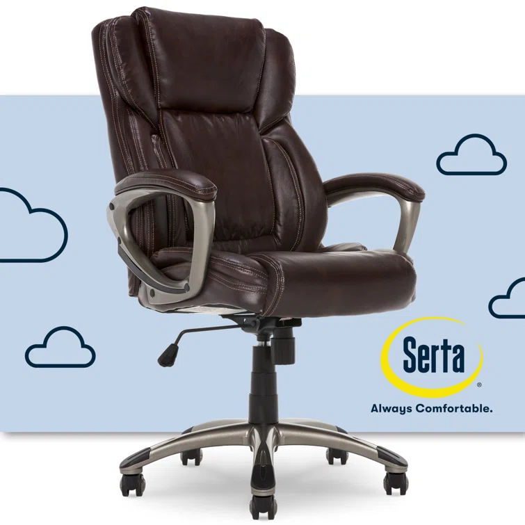 Serta Serta Garret Executive Office Chair, Ergonomic Lumbar Support, Semi-Plush Cushion, Body Pillows