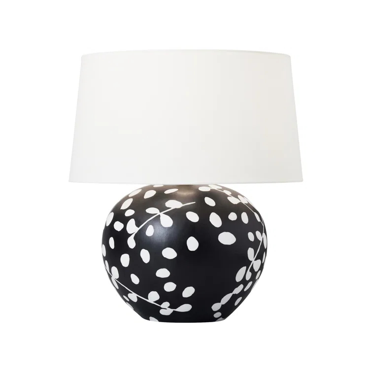 Black and White Ceramic Table Lamp with Linen Shade
