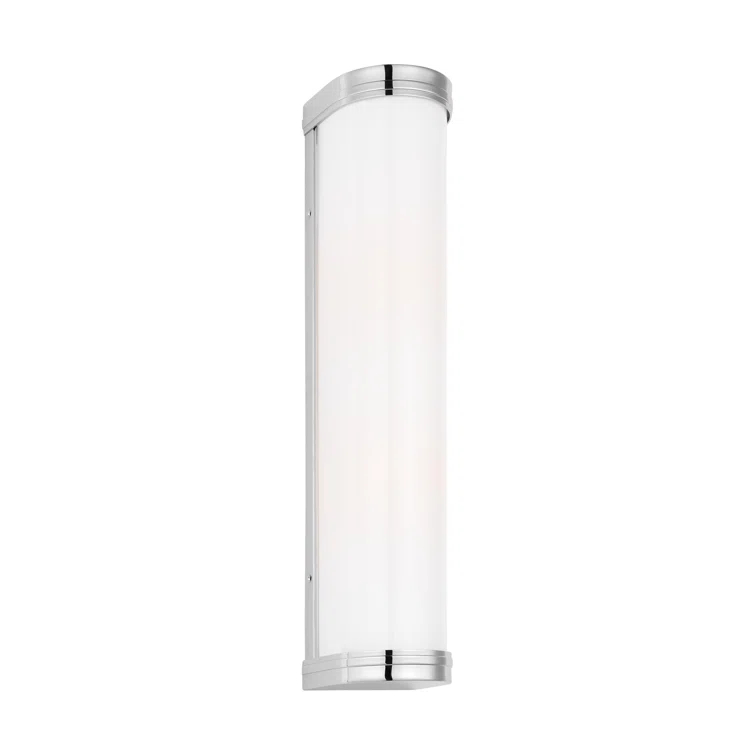 Sleek Polished Nickel Cylinder Bath Sconce, 24" Direct Wired