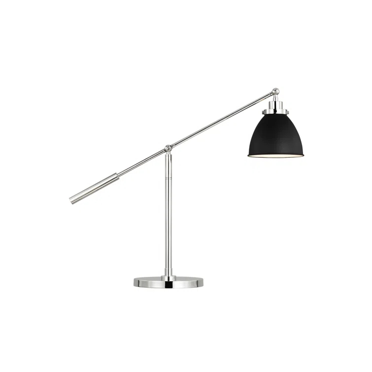 Adjustable Midnight Black and Polished Nickel Desk Lamp