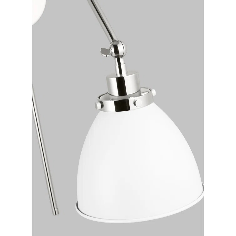 Wellfleet Matte White and Polished Nickel 14" Dimmable Armed Sconce