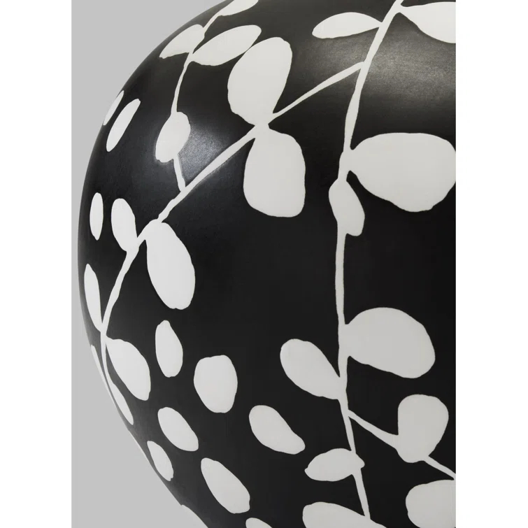 Black and White Ceramic Table Lamp with Linen Shade
