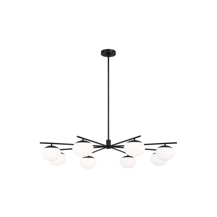 Lune Aged Iron 8-Light Globe Chandelier with Milk White Glass