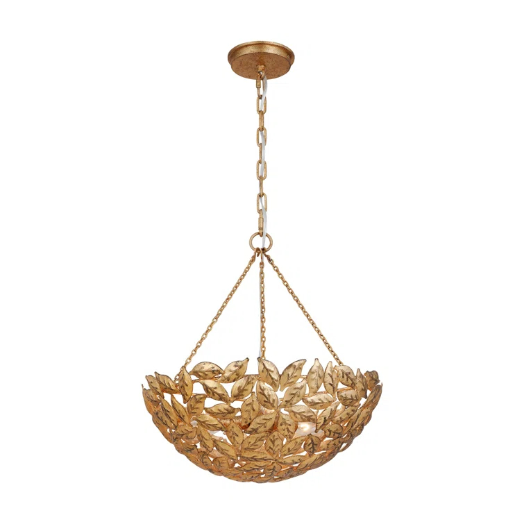 Antique Gild Glass Bowl Indoor/Outdoor Pendant Light