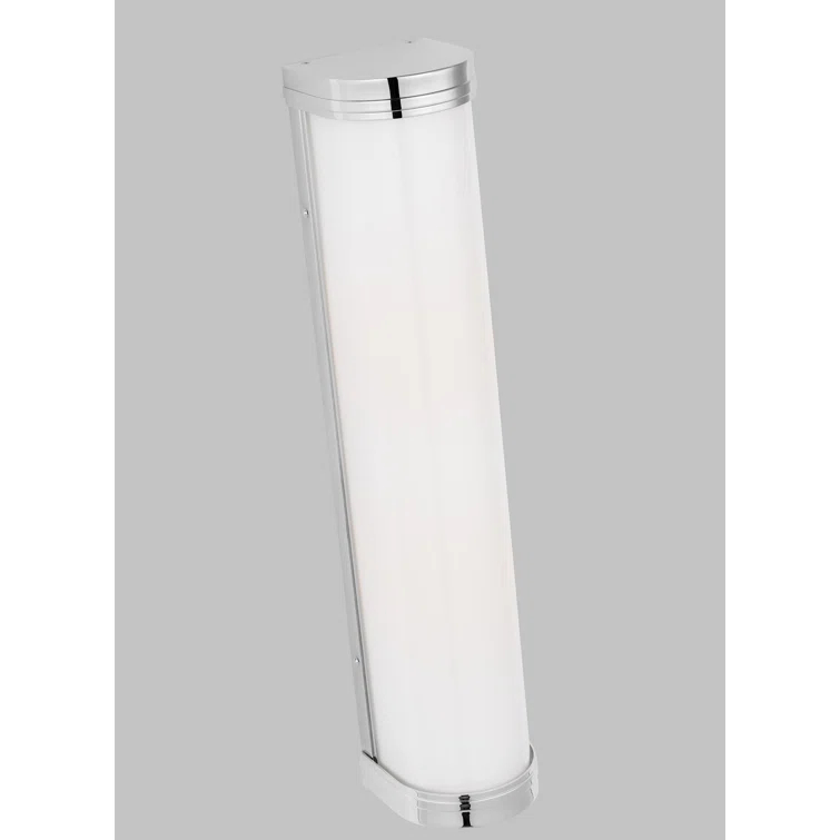 Sleek Polished Nickel Cylinder Bath Sconce, 24" Direct Wired