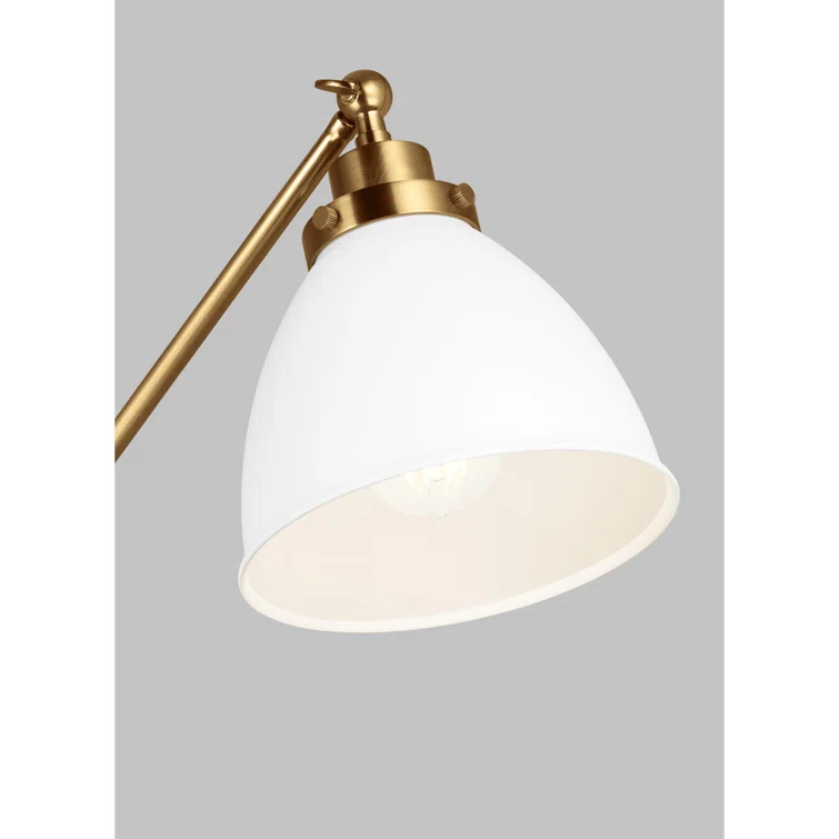 Adjustable Wellfleet Dome Floor Lamp in Matte White & Burnished Brass