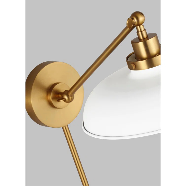 Wellfleet Matte White & Burnished Brass Dome Task Sconce
