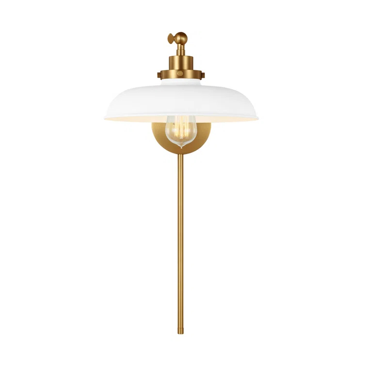 Wellfleet Matte White & Burnished Brass Dome Task Sconce