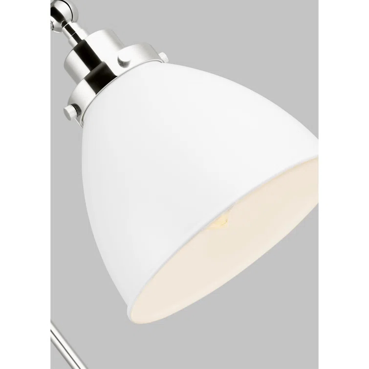 Wellfleet Matte White and Polished Nickel 14" Dimmable Armed Sconce