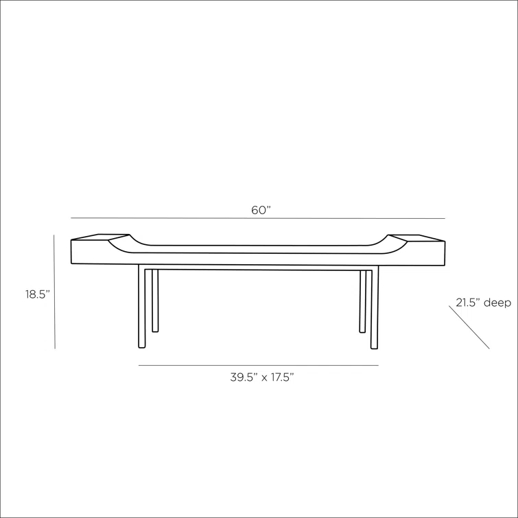 Lanny Sleek Blackened Teak and Iron Bench for 2