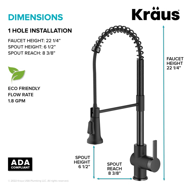 KRAUS Britt Commercial Style Single Handle Pull Down Kitchen Faucet