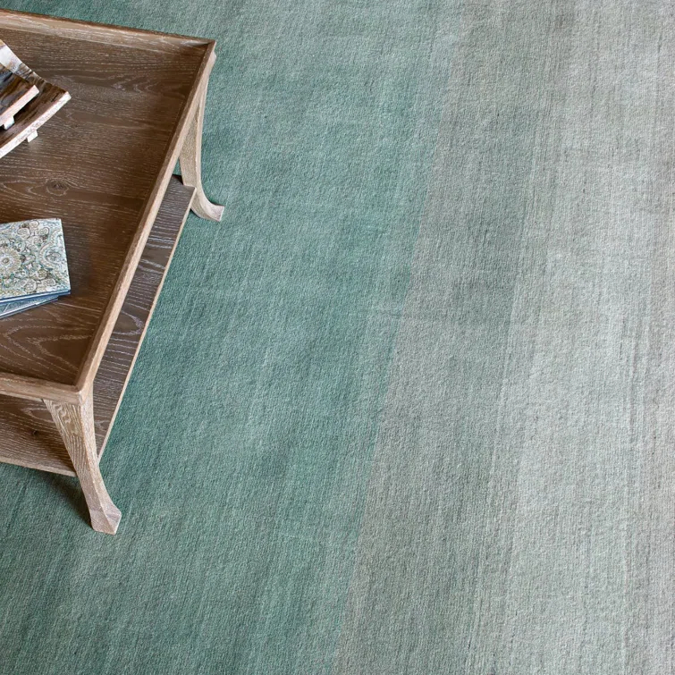Gradations Handmade Handwoven Wool Aqua Area Rug
