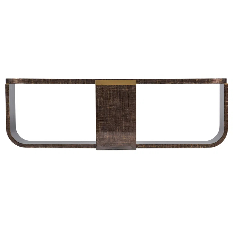 Transitional Edmun Rectangular Cocktail Table with Storage in Brown/Gold