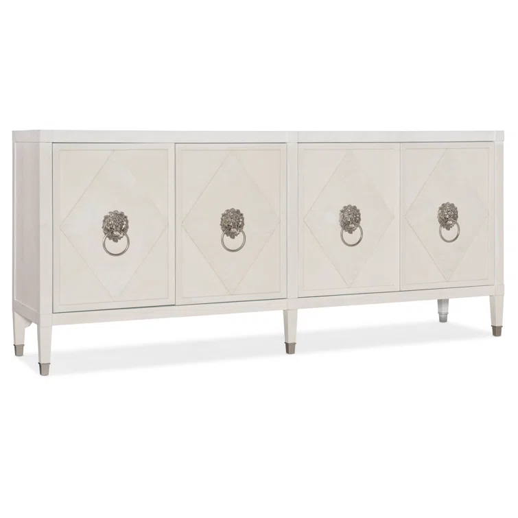 Regal Cream-White Oak Credenza with Tiffany Blue Interior & Lion Hardware
