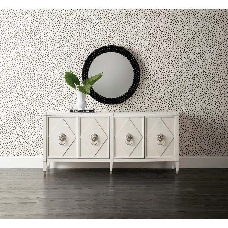Regal Cream-White Oak Credenza with Tiffany Blue Interior & Lion Hardware