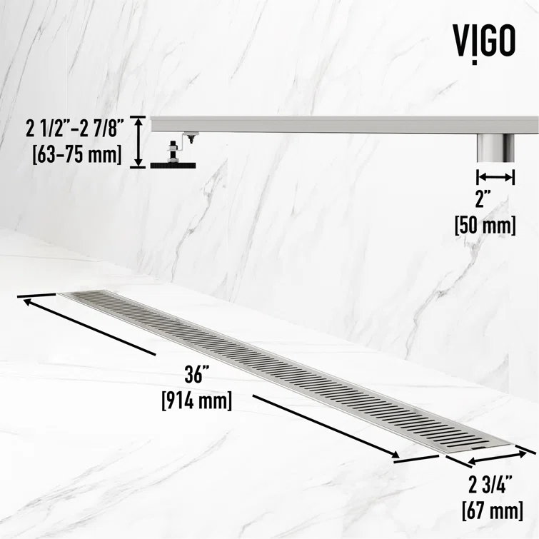 Elan 36" Rectangular Grate Linear Grid Shower Drain