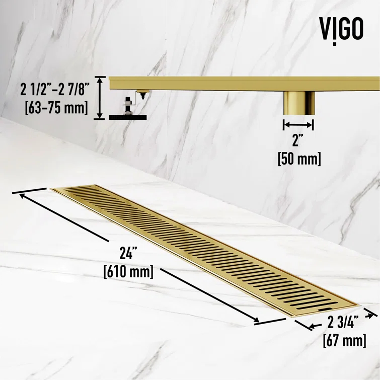 Elan 24" Rectangular Grate Linear Grid Shower Drain