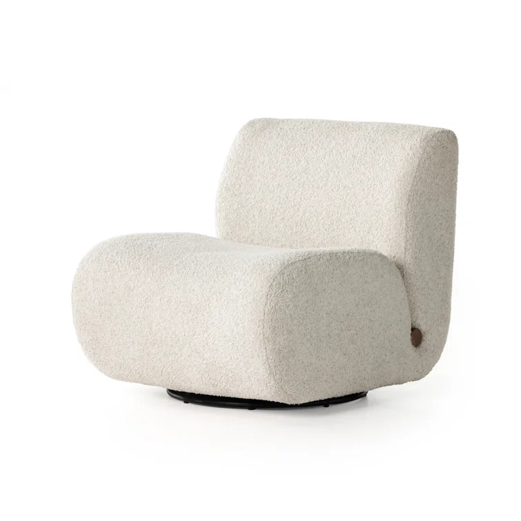 Sheldon Ivory Contemporary Swivel Lounge Chair in Leather