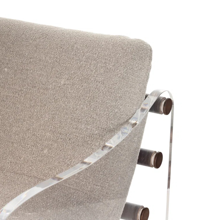 Contemporary Gray Cassius Accent Chair with Acrylic Frame