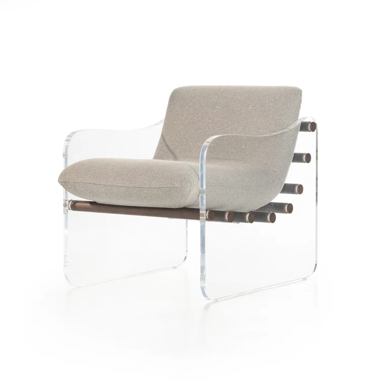 Contemporary Gray Cassius Accent Chair with Acrylic Frame