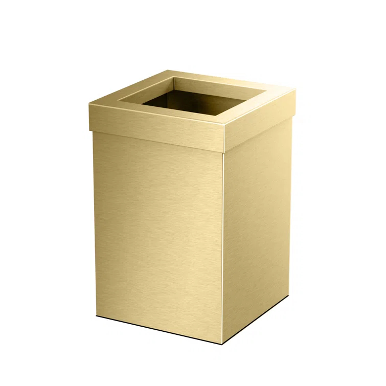 Elevate Stainless Steel 3-Gallon Wastebasket with Open Removable Lid |SquareOpen Top Trash Can with Padded Base