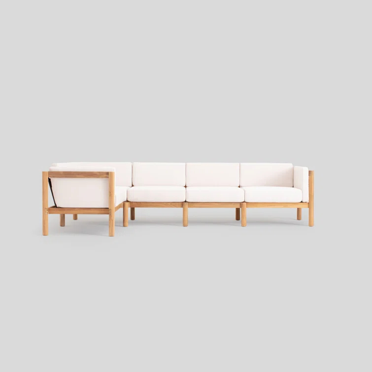 Haven 114'' Wide Outdoor Teak Reversible Patio Sectional with Sunbrella Cushions