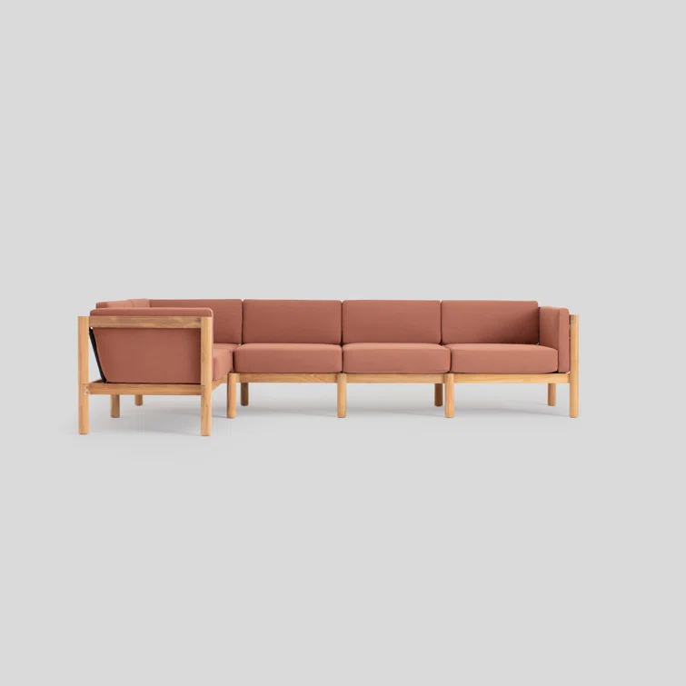 Haven 114'' Wide Outdoor Teak Reversible Patio Sectional with Sunbrella Cushions