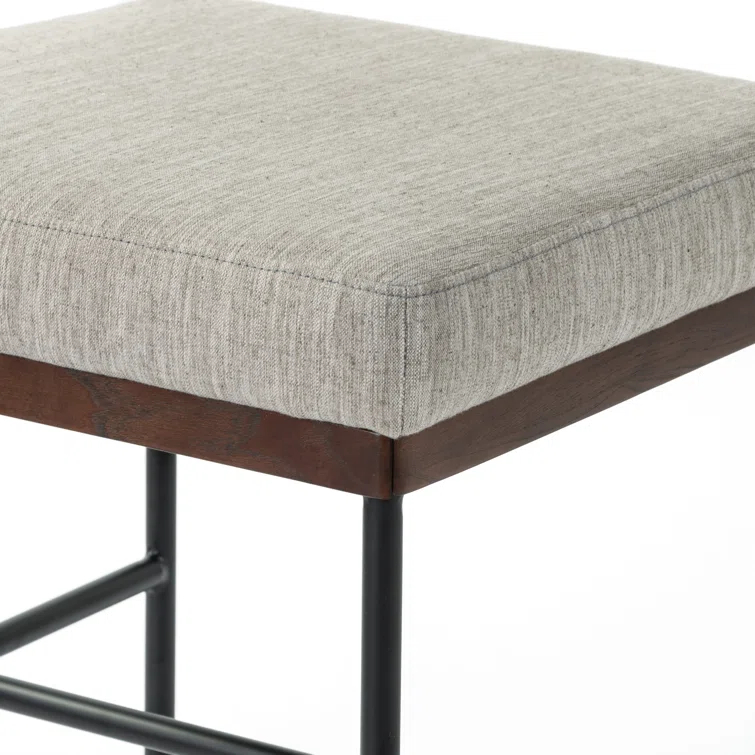 Gray Linen Upholstered Metal Side Chair