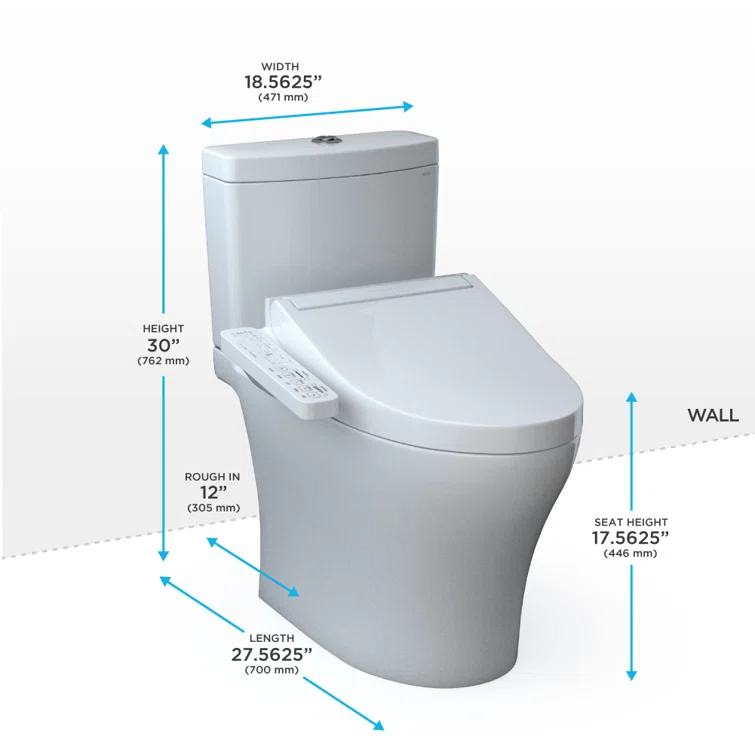 Aquia® Dual-Flush Elongated Bidet Toilet with Tornado Flush (Seat Included)