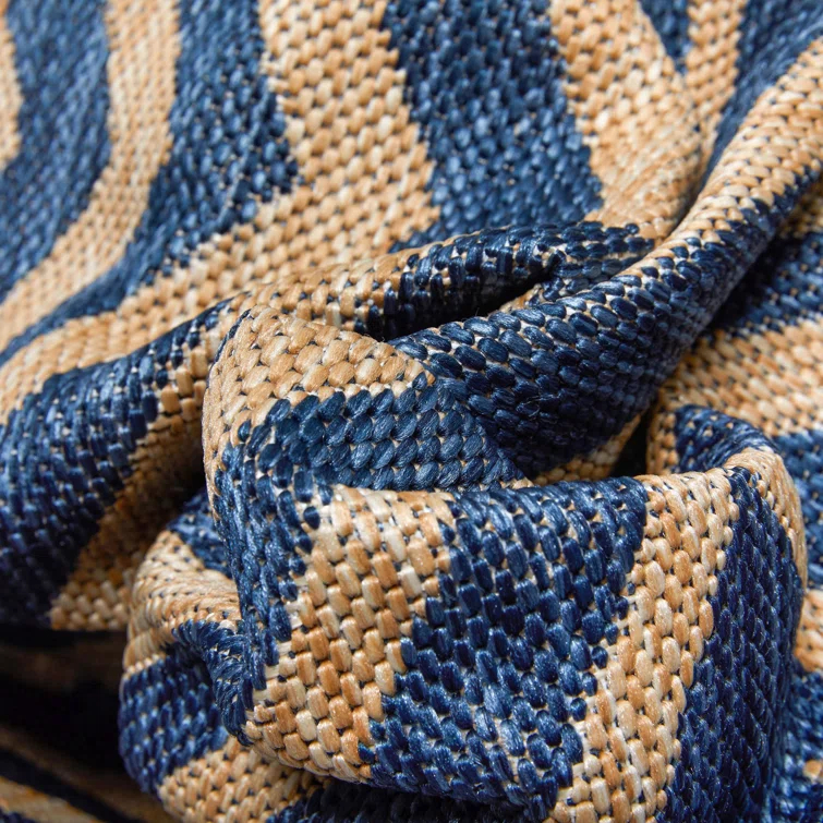 Marshanna Kesia Modern Stripes Indoor/Outdoor Blue Flat-Weave Rug