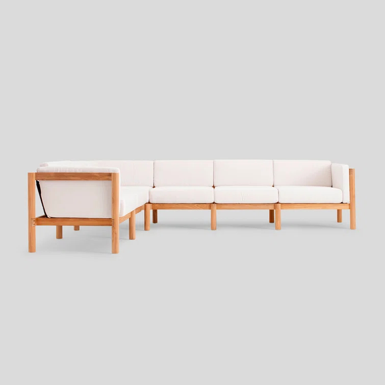 Haven 6-Piece U-Shaped Teak Outdoor Sectional with Sunbrella Cushions