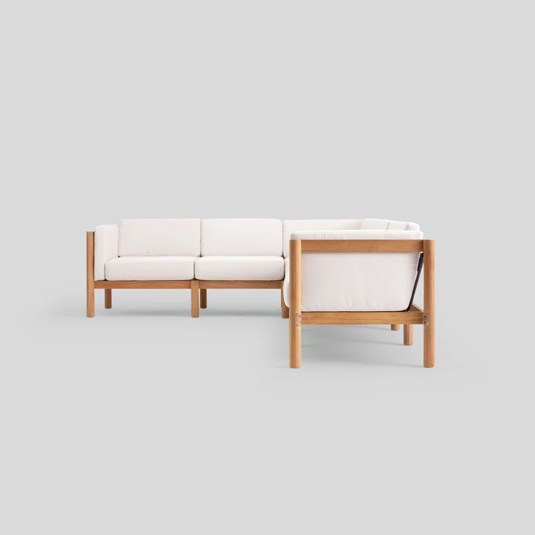 Haven 6-Piece U-Shaped Teak Outdoor Sectional with Sunbrella Cushions