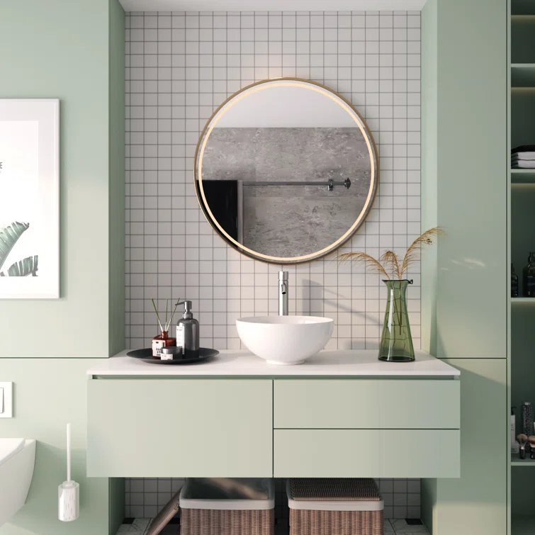 DeerValley Symmetry 13" x 13'' Circular/Round Vitreous Vessel Bathroom Sink