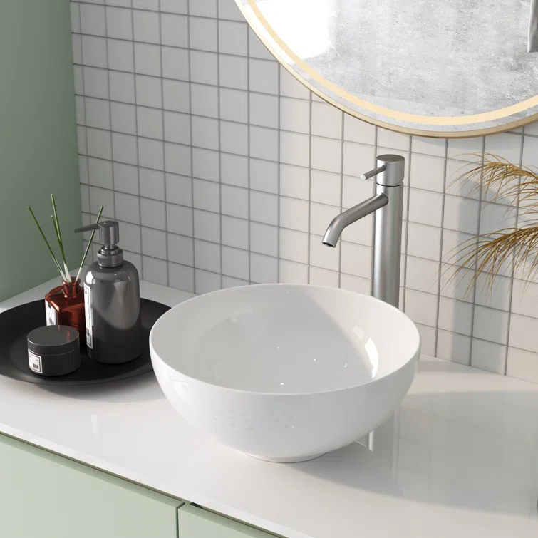 DeerValley Symmetry 13" x 13'' Circular/Round Vitreous Vessel Bathroom Sink