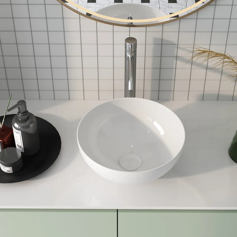 DeerValley Symmetry 13" x 13'' Circular/Round Vitreous Vessel Bathroom Sink