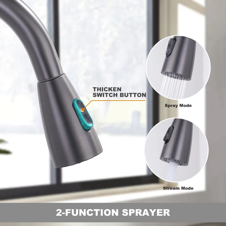 High Arc Pull Down Kitchen Faucet with Sprayer
