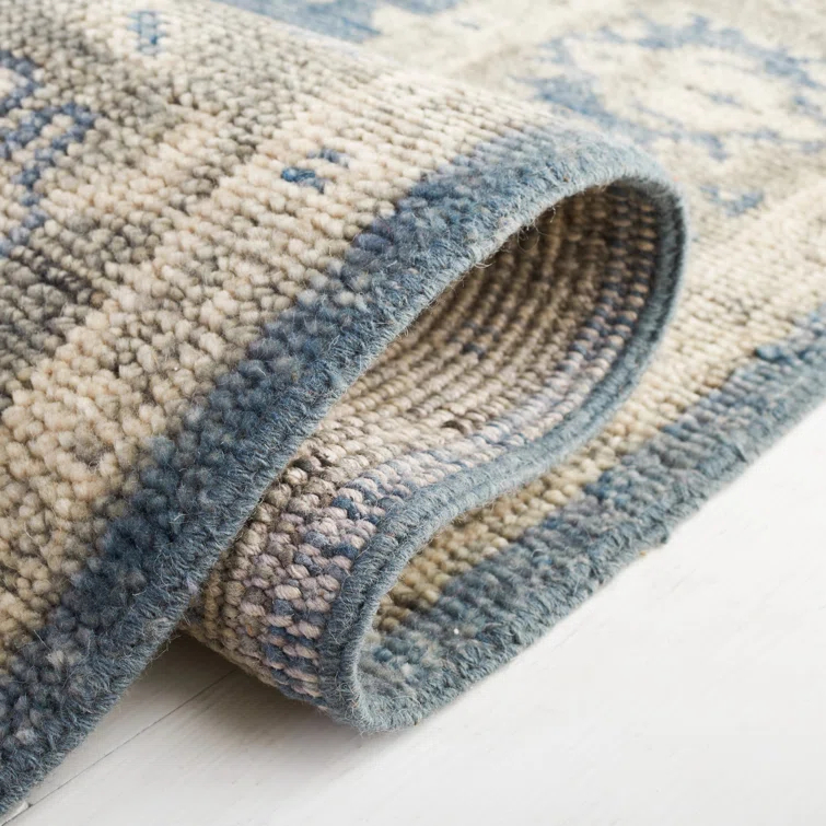 Oriental Hand-Knotted Blue / Grey Area Rug