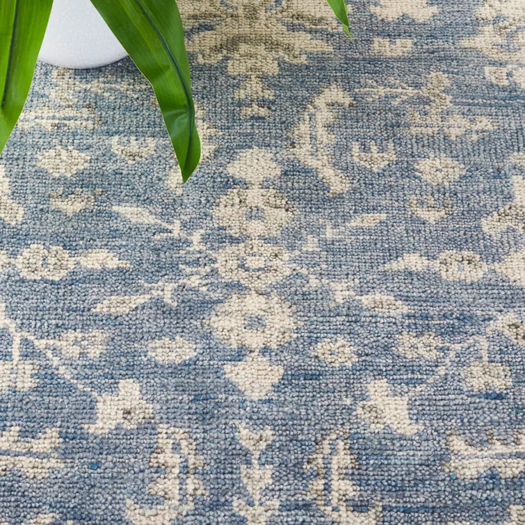 Oriental Hand-Knotted Blue / Grey Area Rug