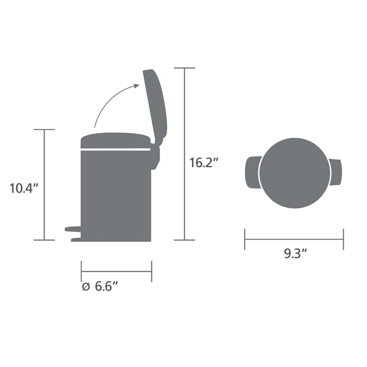 Brabantia NewIcon Step On Trash Can, 0.8 Gallon (3 Liter)