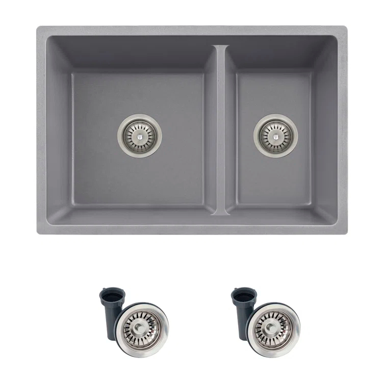 STYLISH S-827L Pietra STYLISH 27 inch Double Bowl 60/40 Dual Mount Composite Granite Kitchen Sink