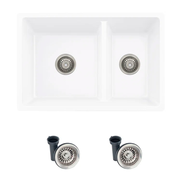 STYLISH S-827H Pietra STYLISH 27 inch Double Bowl 60/40 Dual Mount Composite Granite Kitchen Sink