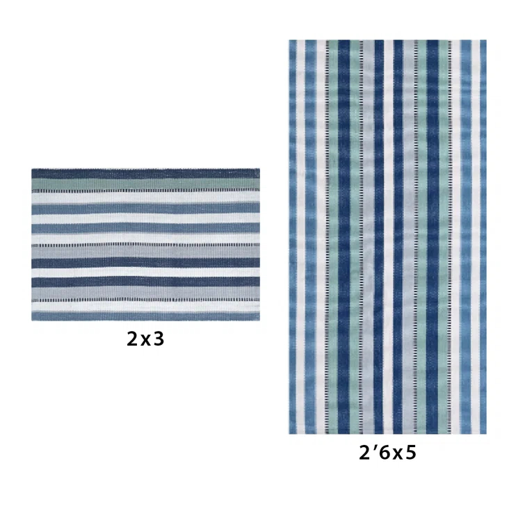 Bristol Flatweave Blue/Teal/Ivory Recycled PET Indoor/Outdoor Rug