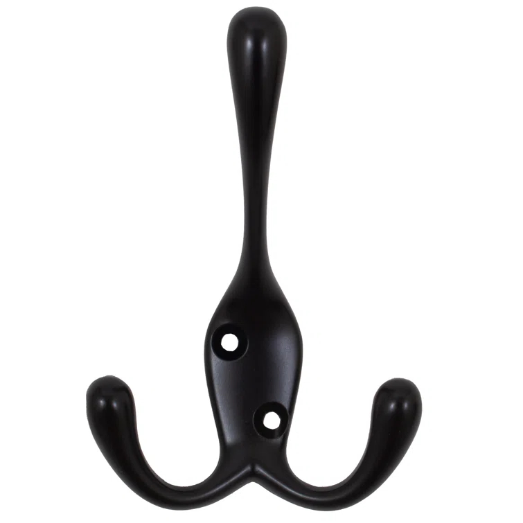 Triple Robe Hook, 3-15/16" High, Multiple Projections, Matte Black By Stone Harbor Hardware