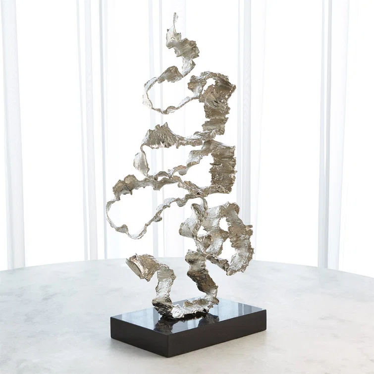 Squiggles Sculpture-Nickel w/Black Granite