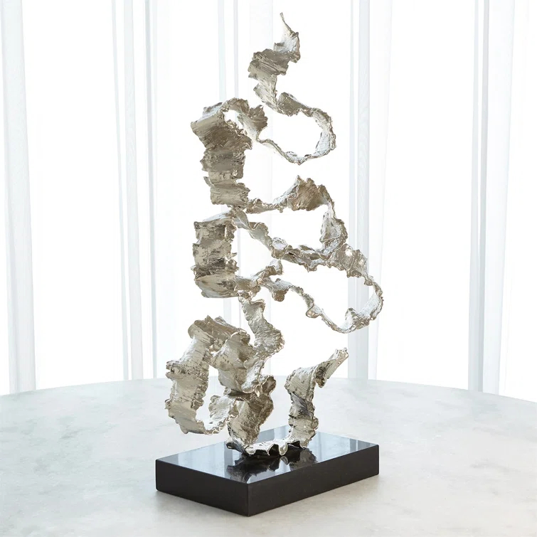 Squiggles Sculpture-Nickel w/Black Granite