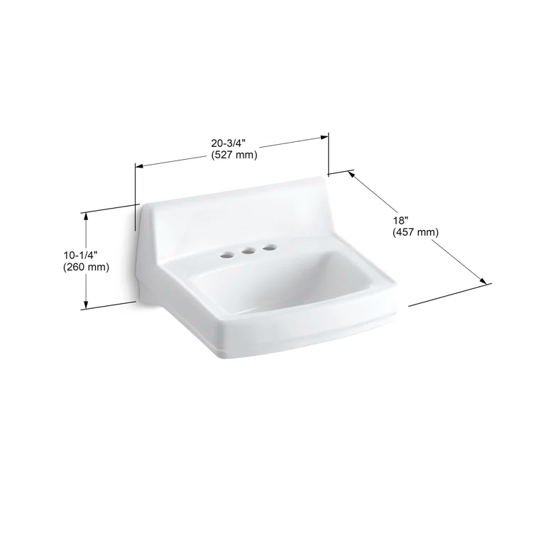 Greenwich Vitreous China Rectangular Wall Mount Bathroom Sink with Overflow