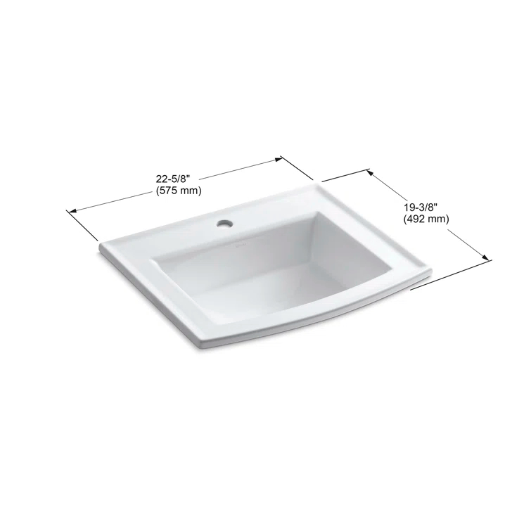 Archer® Vitreous China Rectangular Drop-In Bathroom Sink with Overflow